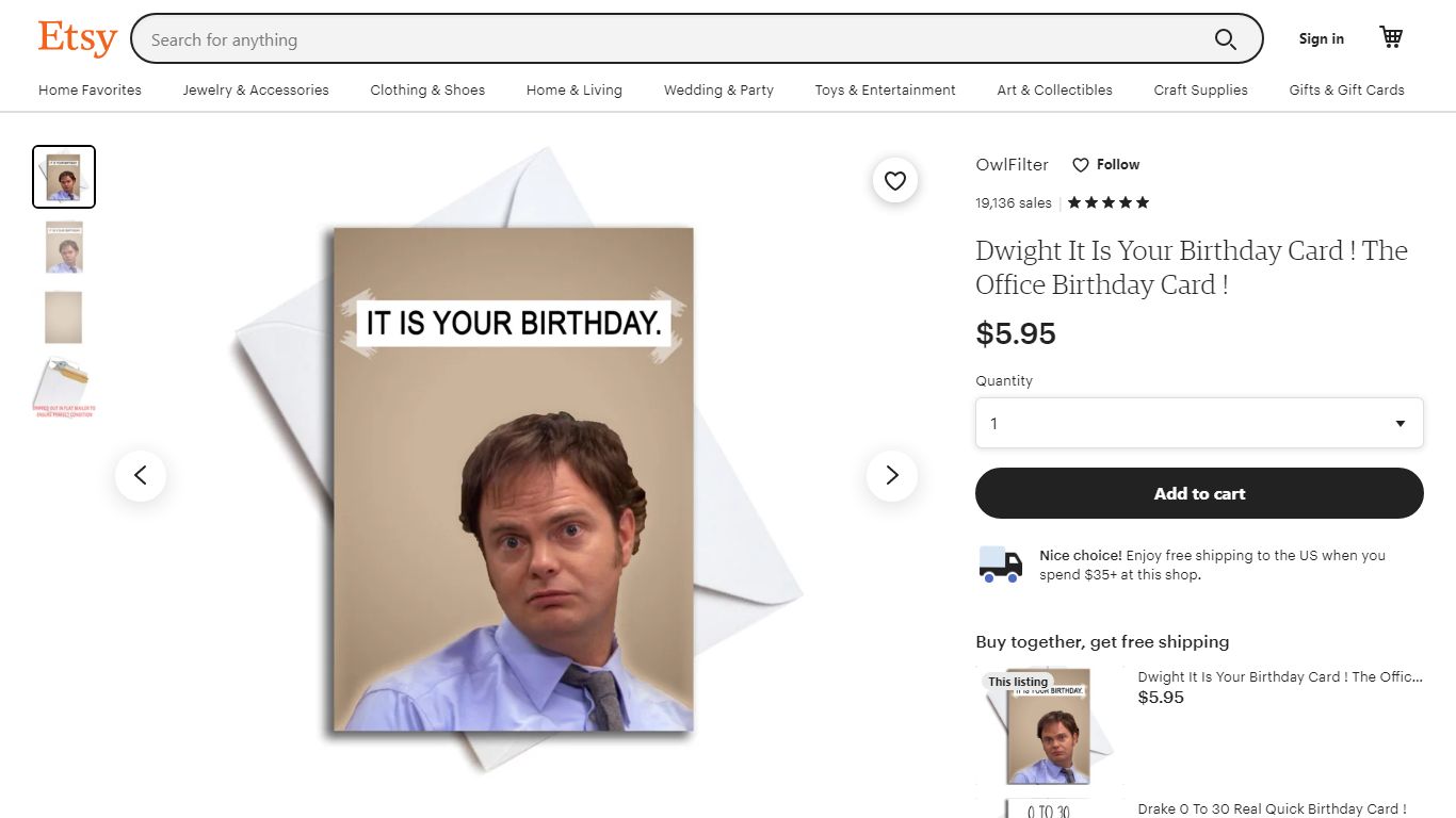Dwight It Is Your Birthday Card The Office Birthday Card | Etsy